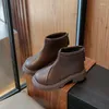 Boots Autumn Winter 2023 Kids Fashion Girls مقاومة للماء غير سحاب من الجلد الناعم الوحيدة أحذية الأطفال غير الرسمية