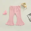 Hosen CitgeeSpring Infant Born Baby Girl Schöne Schlaghose Elastische Hohe Taille Feste Ausgestellte Bell-Bottom-Prinzessin Hose 0-24M