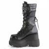 Laarzen 2023 Herfst Winter Uitverkoop Punk Halloween Heks Cosplay Platform Hoge Sleehak Hakken Zwart Gothic Kalf Vrouwen Schoenen Grote Maat 231115