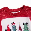 Familjsmatchande kläder Zoobies Autumn and Winter Christmas Tree Character Mom I Bleached Top Drawn Long Sleeve Shirt 231115