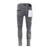 Jean de marque froissé gris pour hommes, pantalon à la mode, Streetwear déchiré Long, ZGDI