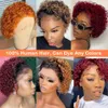 Sentetik S Kinky Kıvırcık Kısa Bob Dantel Ön Remy İnsan Saç Önceden Glueless Pixie Cut 13x1 Jerry Curl Frontal Giymeye Hazır 231114