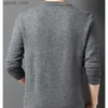 Suéteres para hombres Otoño Ropa para hombres Suéter de lana Cuello redondo Suelto Europeo y americano Moda simple Suéter mezclado de lana urbana Azul real Q231115