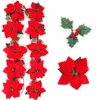 Juldekorationer Garlands Pine Cone Rattan Wreath With Red Berry Poinsettia Flowers Vine For Xmas Year Home Pise Pise Wall Decor 231115