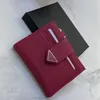 Designer Triangle Wallet Small Saffiano Leather Bill Compartment Document Pocket Credit Card Slots Enameled Metal Lettering Hardware Luxury Purse c3DG#