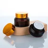 15G 30G 50G Luxury Amber Frosted Black Glass Jar Cosmetic Glass Jar Packaging för hudvårdskräm