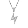 Designer Lightning Pendant hiphop zircon necklace gold silver hot selling European and American hiphop fashion jewelry wholesale