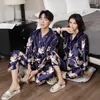 Femmes sommeil salon vêtements de nuit sexy Robe de mariée Robe ensemble col en v femmes pyjamas costume Couples pyjamas vêtements de nuit dessin animé imprimé vêtements de détente hommes Homewear zln231115