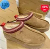 Tasman Chinelos de Pele de Castanha Slides de Pele de Carneiro Shearling Tazz NOVOS Mulas Mulheres Homens Ultra Mini Bota Plataforma Slip-on Sapatos Camurça Conforto Superior Outono Inverno Uggss 668 REH