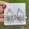 Boucles d'oreilles pendantes Vedawas mode cristal multicolore avec perle fleur goutte pour femmes brillant strass bijoux accessoires de fête de mariage
