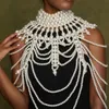 Other Fashion Accessories Imitation Pearl Shoulder Chain Necklace Top Jewelry Dress Harness Wedding Festival Accessories Clothes Women Rave Body Chain Bra 231115