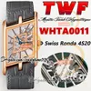 TWF tw0011 Reloj suizo Ronda 4S20 de cuarzo para hombre Montre Asymetrique Reloj unisex Caja en oro rosa Esfera esquelética Correa de cuero gris Super edición trustytime001Relojes