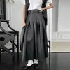 Jupe longue plissée en cuir PU pour femmes, taille haute, robe de bal, SML
