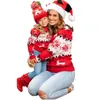 Tenues assorties à la famille Pull de Noël vêtements assortis pour mère et fille rouge famille hiver Oneck cordon imprimé pull tricoté 231115