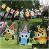 Banner Flags Happy Birthday Paper Owl Bunting Banners Letter Garlands Baby Boy Girl Kids Party Decorations Lz1120 Drop Delivery Home Dhcbb