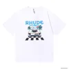 Tasarımcı Moda Giyim Tshirt Lüks Erkek Günlük Tees 2022SS Amerikan Marka Rhude Formula F1 Yarış Miami İstasyonu Sınırlı Baskı Kısa Kollu T-Shirt Erkek Kadın