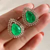 Bröllopsmycken set Qxtc Pear-Shape Paraiba Tourmaline Emerald Gemstone Lab Diamond Pendant Necklace Stud örhängen smycken uppsättningar gåvor för kvinnor 231115