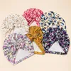 New Children Hats Spring Summer Newborn Floral Thread Printing Bow Tie Hat Baby Turban Kids Soft Cap Hair Accessories