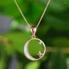 Pendant Necklaces Cute Moon Star Hollow Round Blue White Fire Opal For Women Silver Rose Gold Color Wedding Party Jewelry Gifts