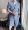 Men's Suits 2023 Suit Men's Fashion Solid Color Business Casual Men Streetwear Wild Loose Korean Shorts Dress Mens Summer S-2XL