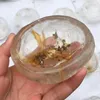 Decorative Figurines Natural Yellow Gum Flower Bowl Quartz Crystals Healing Stones Reiki Home Decoration For Gifts