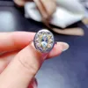 Pierścienie klastra 2023 EST Akwamarynowy kamień szlachetny Pierścień Real 925 Srebrna piękna biżuteria dla kobiet naturalny klejnot dziewczyna urodzinowa randka