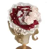 Basker spets mini topp hatt pärla band båge rose blomma cosplay fascinators mössa