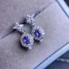 Stud Oorbellen KJJEAXCMY Fijne Sieraden 925 Sterling Zilver Ingelegd Natuurlijke Tanzanite Oorstekers Klassieke Dames Ondersteuning Testen