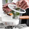 Milk Pot 450650 ml Rödt trähandtag Glas med lock Gas spis non stick kaffesoppsarkök köksredskapsverktyg 230414