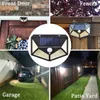 Trädgårdsdekorationer Est Solar Lights Outdoor 100 LED -sensor Motion Light 3 -lägen Trådlös lampa IP65 Vattentät vägg 230414