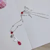 Pinces à cheveux Tian Guan Ci Fu fourchettes Xie Lian Hua Cheng couleur argent papillon poils fourchette longs papillons gland pendentif bijoux cadeaux