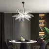 Kroonluchters lieten Balck kroonluchter voor woonkamer creatief ontwerp thuis decor indoor verlichting luxe hangende lamp keuken blad acryl glans