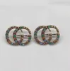 Luxury designer letter Earrings Geometry Famous Colorful Crystal diamonds Female Crystal Rhinestones Pearl Earrings wedding party jewelry
