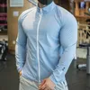 Vestes pour hommes Running Gym Fitness Manteaux d'entraînement avec fermeture éclair Survêtement à séchage rapide Protection solaire Vêtements Casual Coupe-vent Sportwear
