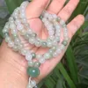 Ketens Genunine Myanmar Green Jade Bracelet for Women Men Jadeite 5mm 108 kralen armbanden natuursteenbunge