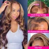 Synthetic s Glueless Highlight Human Hair 250 Density Body Wave Lace Front 13x6 Honey Blonde Pre Plucked 231114