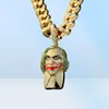 18K Gold Clown Joker Pendant Necklace Iced Out Micro Paved Cubic Zircon Men Bling Hip Hop Jewelry2873417
