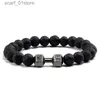 Chain ic Natural Stone Beaded Bracelet gym Fitness Dumbbell Energy Men Bracelets Bangles Baell Wristband Women Jewelry PulseiraL231115