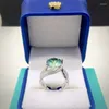 クラスターリング3-5ct D/緑色モッサナイト婚約リング女性シルバー925ジュエリーラボモーザンジェムウェディングローズゴールドメッキパス