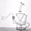 Tragbare Recycler-Ölbrenner-Bong, Dab-Rig, Wachs-Wasserbong, Heady Klein Recycler-Bongs, Bubbler, Zyklon-Rauchpfeife mit männlichem Glas-Ölbrenner-Rohr. Günstigstes