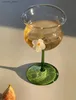 ワイングラスフラワーマグカップテールグラスミルクコーヒーカップクリスタルカクテルシャンパンクーペワイングラスホームパーティージュース飲料グラスQ231115