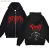 Erkek Sweaters Berserk Hood Sweatshirts Anime Full Zip Ceketler İlkbahar ve Sonbahar Polar Ceket Erkek Kadın Çılbaş Hoodie Street Giyim y2k Sweaters Q231115