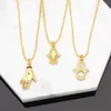 펜던트 목걸이 플롤라 미니 골드 도금 구슬 체인 파티마 여성을위한 구리 CZ Crystal Hamsa Protection Jewelry NKEB518