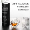 Vinglas med dubbla lager Whisky Glass Cupwine Bar Tequila öl handgjorda hemkök dricker te kopp party glas kopp 2 st/set Q231115