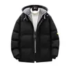 Mens Down Parkas Winter Jackets Men Cotton Padded Zip Up Hoodie Thicken Parka False 2 Set Warm Male Waterproof Outerwear Black Casual Coat 231114