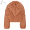 Pelliccia sintetica da donna Jxwatcher Cappotto mongolo da donna Colletto rovesciato corto Vero inverno da donna Moda calda e soffice giacca da donna Autunno 231114