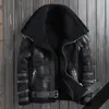 Men's Leather Faux High Quality Genuine Jacket Natural Fur Slim Fit Male Short Thick Warm Sheepskin Shearling Outerwear Men Biker Wool Coat 231114