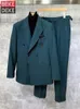 Mäns kostymer blazers lyxig brittisk stil vintage mens dubbelbröst blazer set office män designer elegant affärsformellt parti bröllop 231114