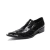 Zapatos de vestir para hombre de cuero genuino decoración de piel de serpiente punta puntiaguda Oxford para hombres resbalón de lujo en zapatos brogues de boda