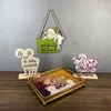 Plates 1Pc Portable Sheep Mubarak Eid Iron Round Dessert Tray Kitchen Muslim Ramadan Adha Square Plate